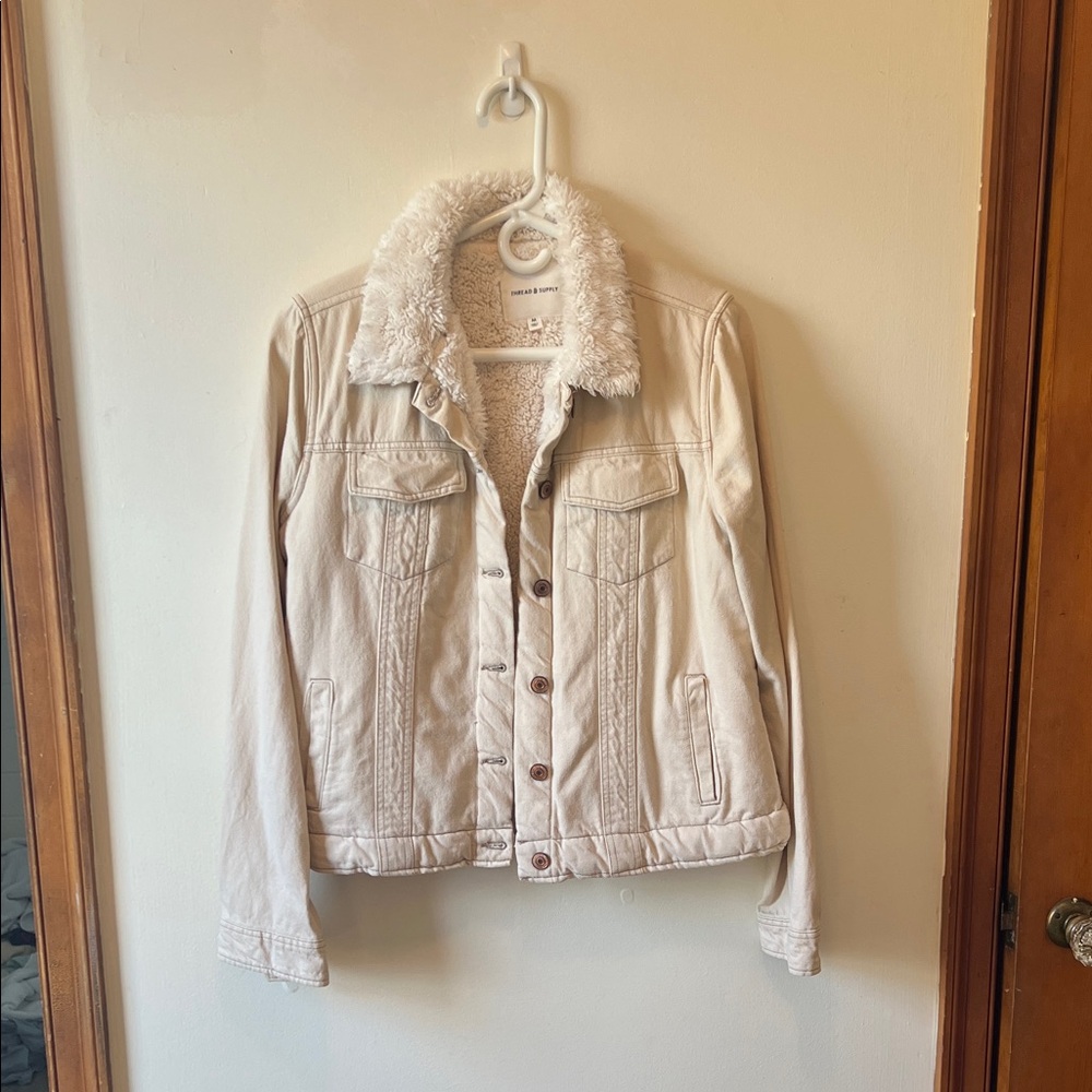 Thread & Supply Cream Sherpa-Lined Jean Jacket